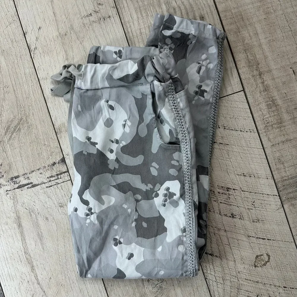 Y2K Brand Bazar Pull on Gray Camo Pants 8 S High Rise Retro Skater Streetwear